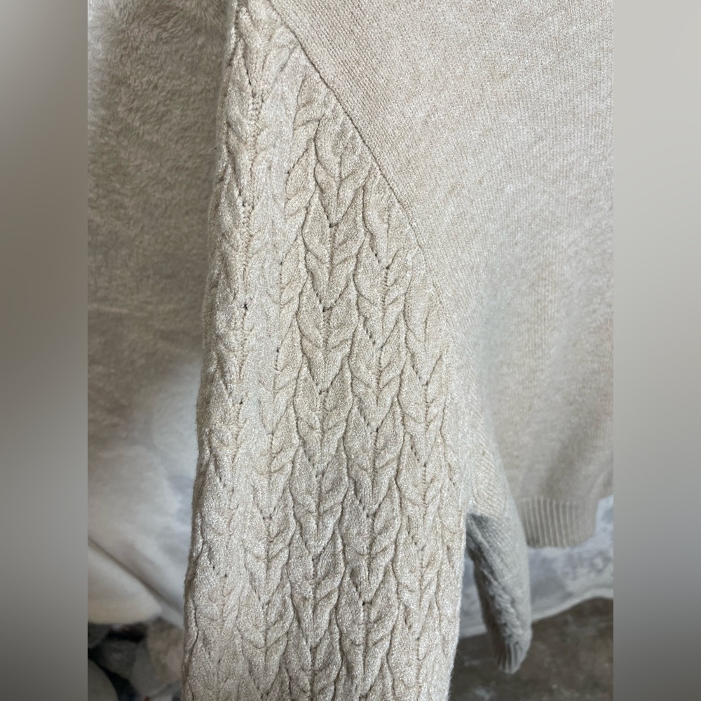 Aaeda women’s crewneck cableknit sweater neutral tan women’s XL - Picture 4 of 8